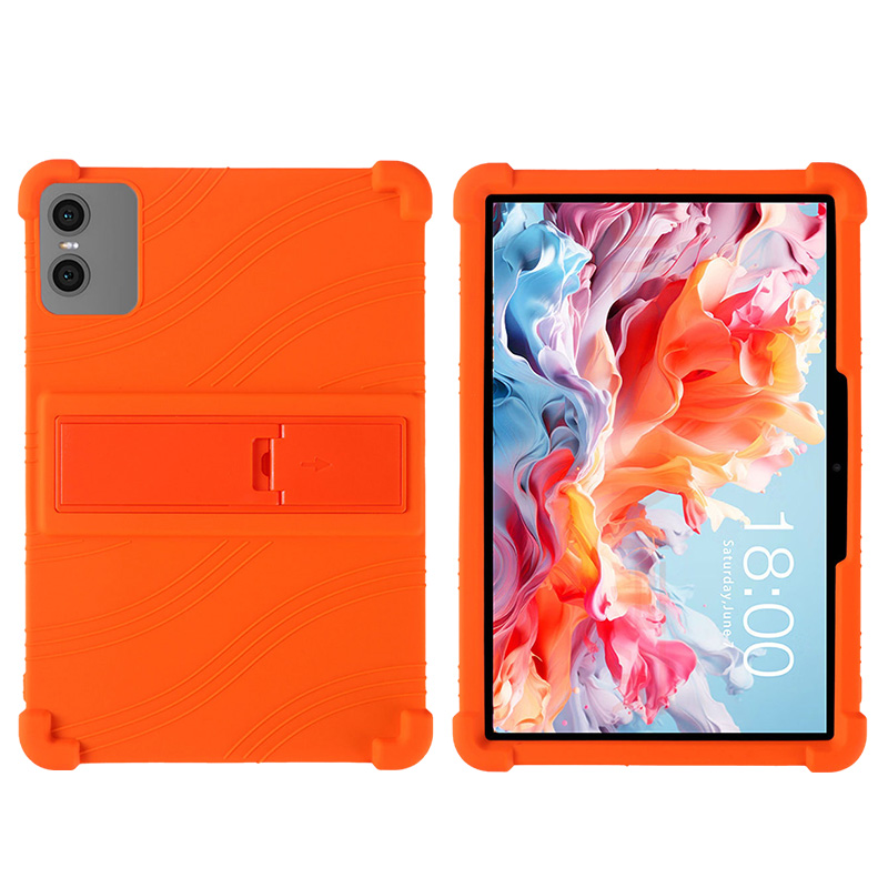 For Teclast P30T P30 Tablet 10.1 Inch Kickstand Coat Shockproof Cover Tablet Case Android 14 Soft Silicon Stand Protective Shell: Orange