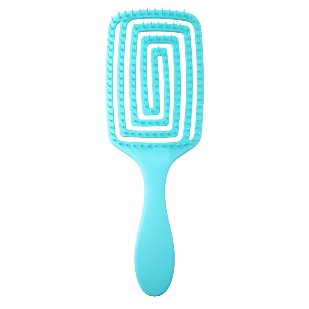 Delicate Hollow Vrouwen Haar Borstel Hoofdhuid Massage Kam Salon Rubber Anti-Slip Handvat Styling Haarborstel Gezondheidszorg Massage Producten: green