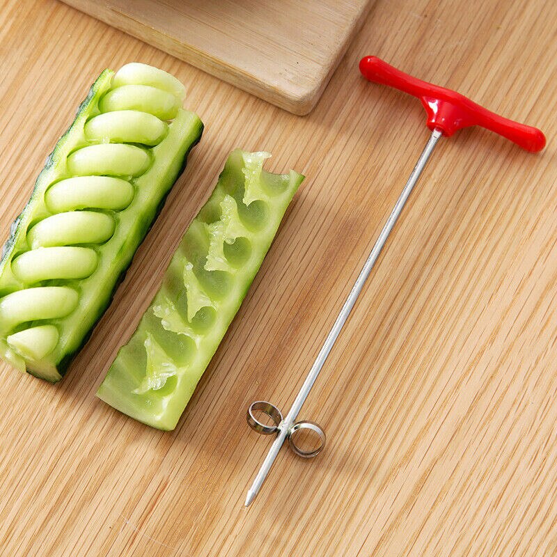 Cucumber Rotary Cutter Spiral Coil Cutter Fruit and Vegetable Twist Cutter Stainless Steel P7Ding