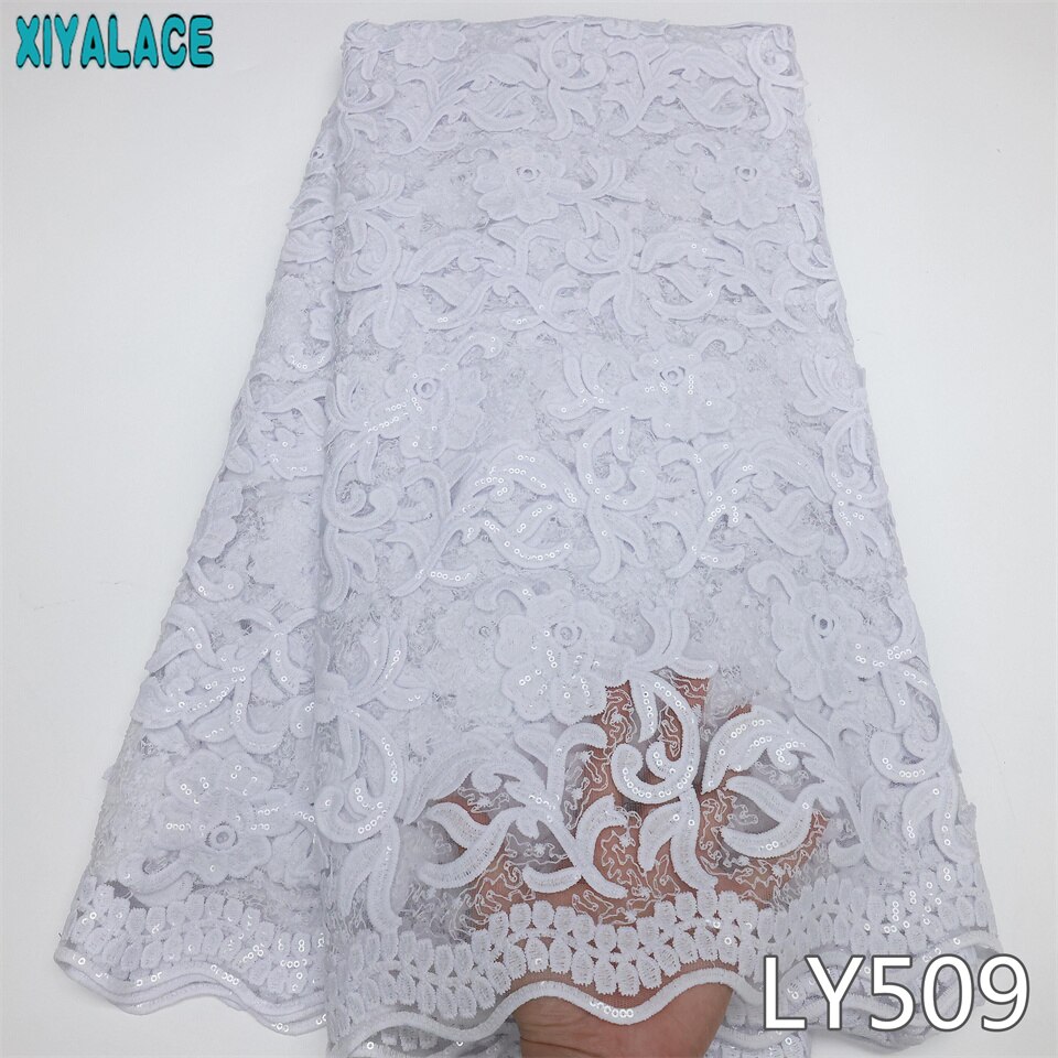Baby Pink African French Mesh Lace Fabrics with Sequins Embroidery Milk Silk Lace Nigerian Tissue Cord Lace for Party Sew LY509