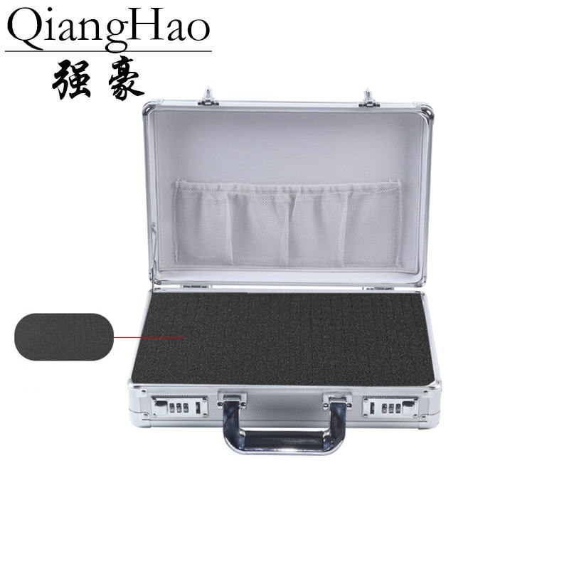 360*250*100mm Aluminum Alloy Portable Lock Box Toolbox Document Insurance Household Storage Box Metal Box with Lock Trumpet: B-Silver