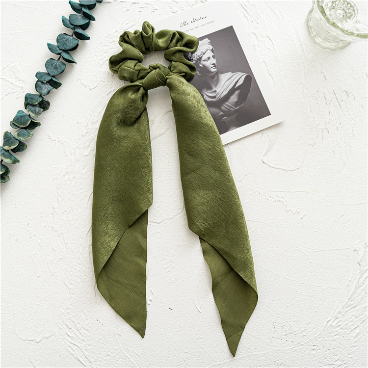 Floral Print Scrunchies Chiffon Bow Elastic Hair Bands Women Hair Ties Rubber Bands Ponytail Scarf Hair Accessories: GRAY