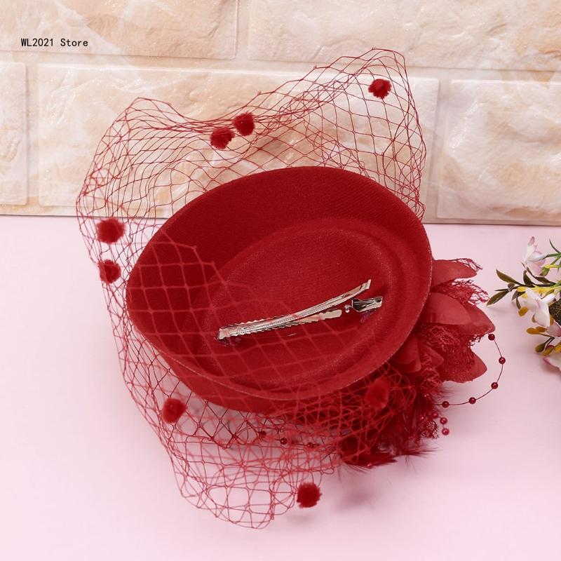 Fascinator-Hüte, einfarbig, pelzige Pillbox-Hut, Party-Kopfbedeckung, Mütze mit Schleier für Mädchen und Frauen