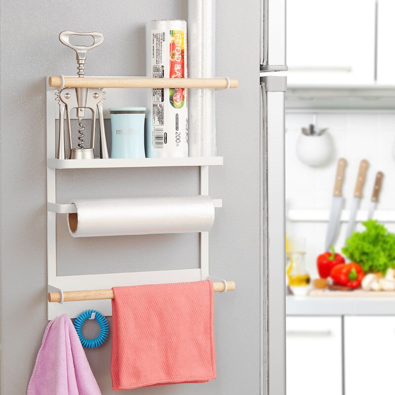 Magnet Kitchen Organizer Refrigerator Shelf Magnetic Holder Paper Towel Holder Metal Shelf Spice Storage Rack Kitchen Tools