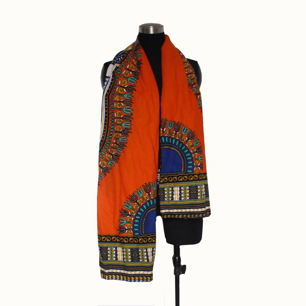 Mr hunkle vinter overdimensioneret plaid afrikansk print unisex bomulds wrap dashiki tørklæde: Orange