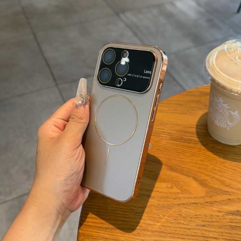 Husă magnetică de lux hoce, placată cu ag mat, pentru magsafe, pentru iphone 16 15 14 13 pro max, cu lentilă din sticlă și protecție pentru cameră, husă rigidă