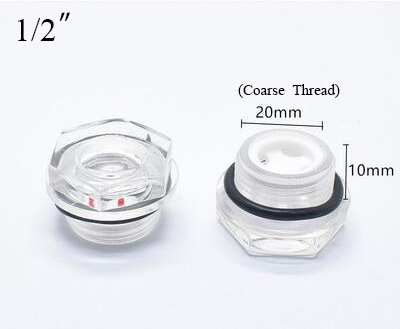 3/8 1/2 3/4 1 " tommer 16/20/27/32mm gevind dia  dn10/15/20/25 kompressorindikator plast sekskant olievæskeniveau skueglas: Rød
