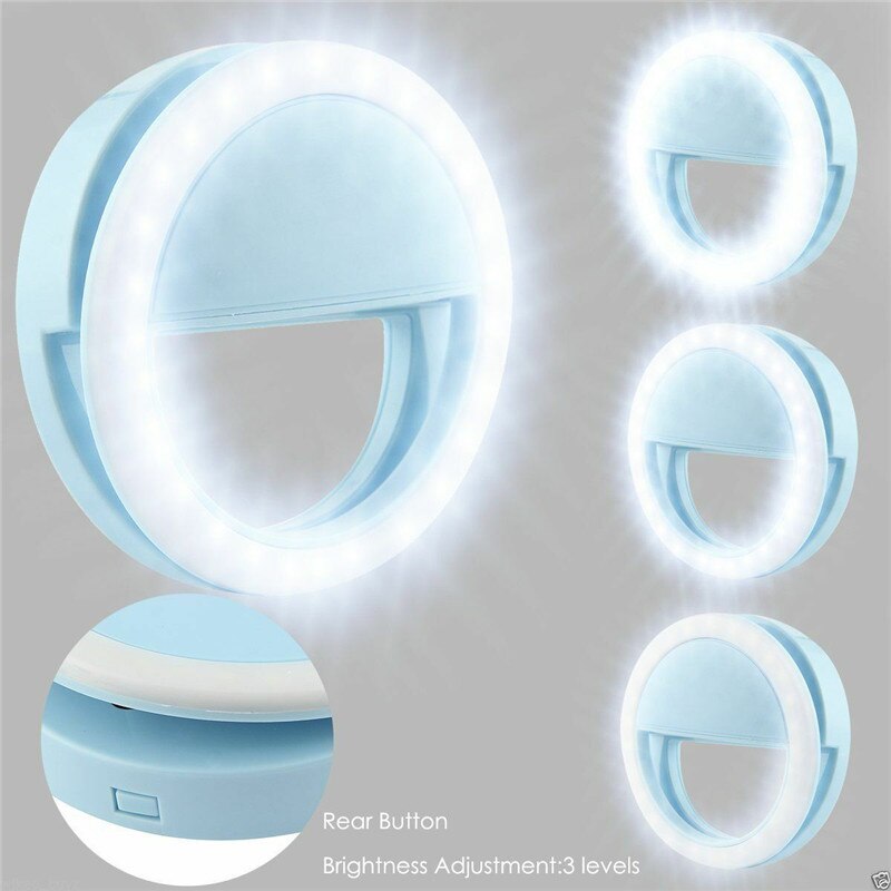 Universal Mini Ring Lamp Beauty Fill Ring Light Camera Lenses Enhancing Phone Selfie Luminous Flash Supplementary Accessories: Blue