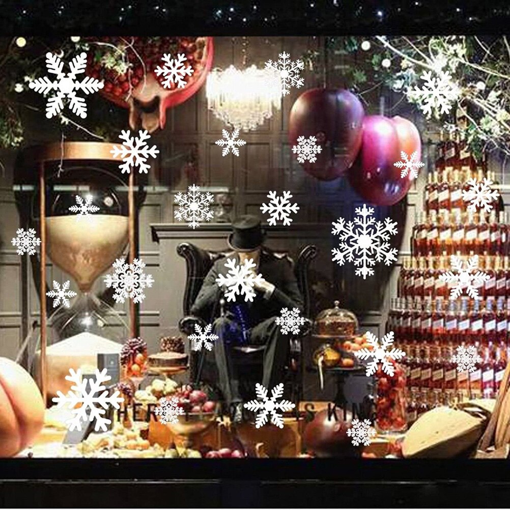 27PCS White Snowflake Stickers Snowflake Window Clings Reusable Christmas Decorations Sticker