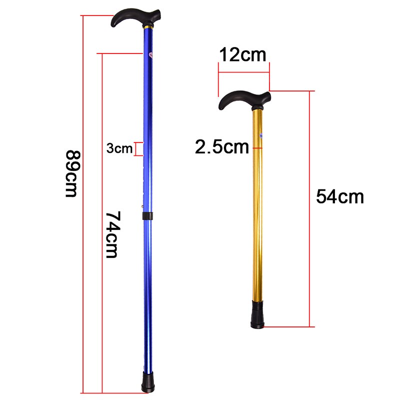 Walking Stick Cane Hiking Rubber Tips 6 Grade Alpenstock for Elderly Aluminium Body Climbing Equipment