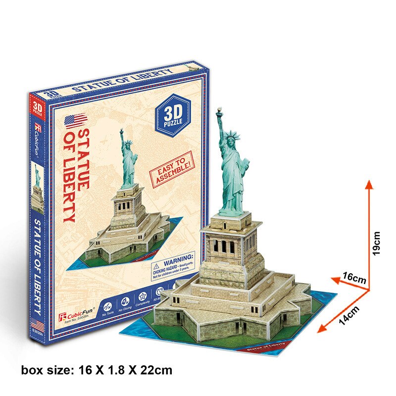 3D Puzzle di Carta Parola Edifici Famosi Torre Eiffel Puzzle Assemblato Modello FAI DA TE Giocattoli Educativi Per I Bambini Regali per Adulti: Statue of Liberty