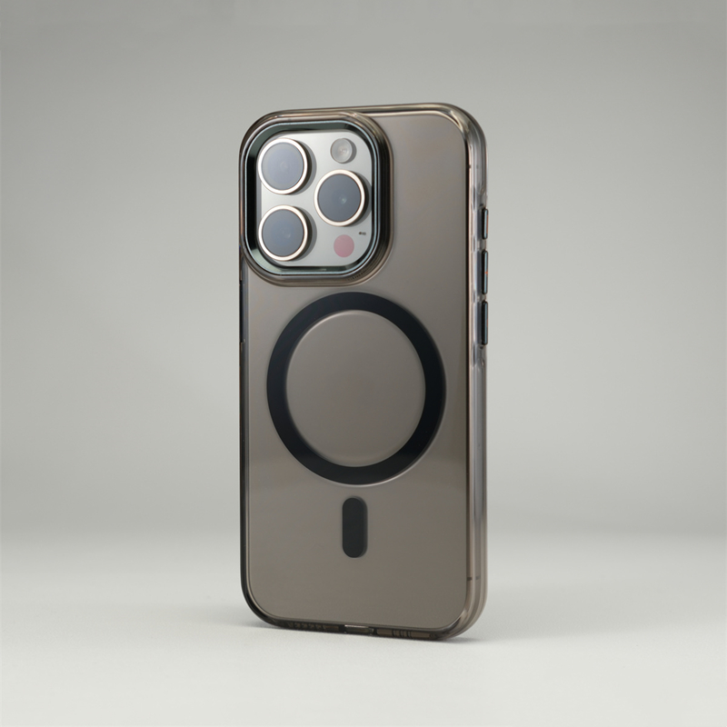 Funda de teléfono MagSafe para iPhone, carcasa ultrafina de cristal duro transparente para iPhone 15, 16Pro max, 16, 14 Pro, carga inalámbrica: Para iphone14 (6,1 ") / Negro