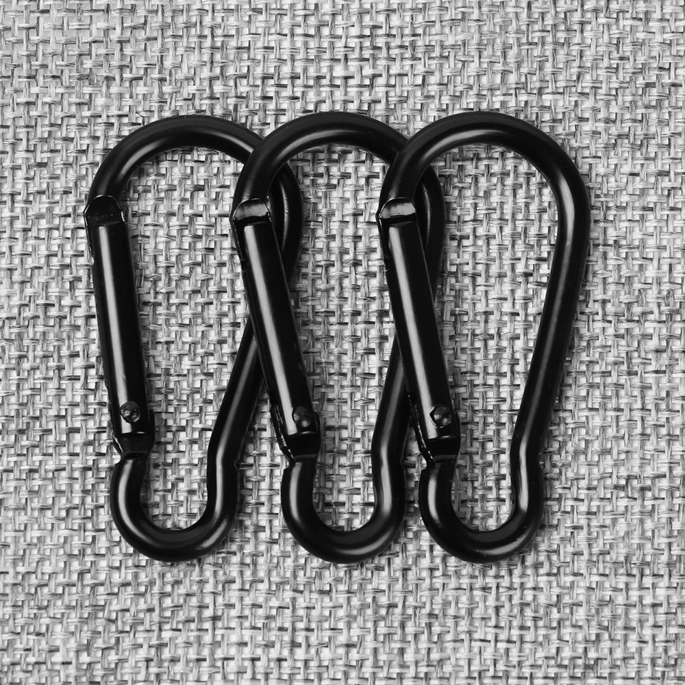 Mousqueton en alliage d&#39;aluminium noir D, mousqueton à ressort pour l&#39;extérieur, crochets de bouteille d&#39;eau, porte-clés, dessins rapides pour sac à vêtements
