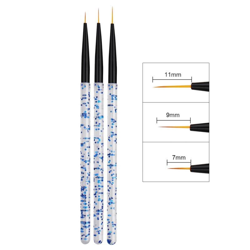 3 stuks nail art kwasten kristal snijpen pailletten staaf liner schilderen acryl uv gellak tekenen gradiënt kwast nail art tool: 04