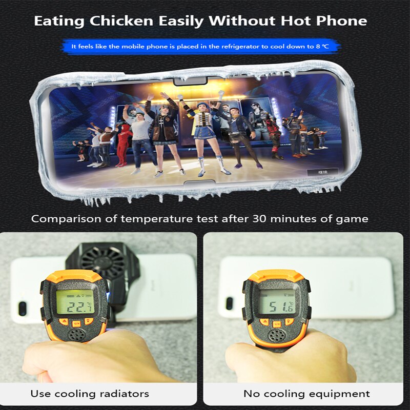 Mobile Phone Radiator Phone Heat Sink Cooling Fan Game Phone Cooler Gamepad Holder Eating Chicken Artifact Snap-on Cooling Tool