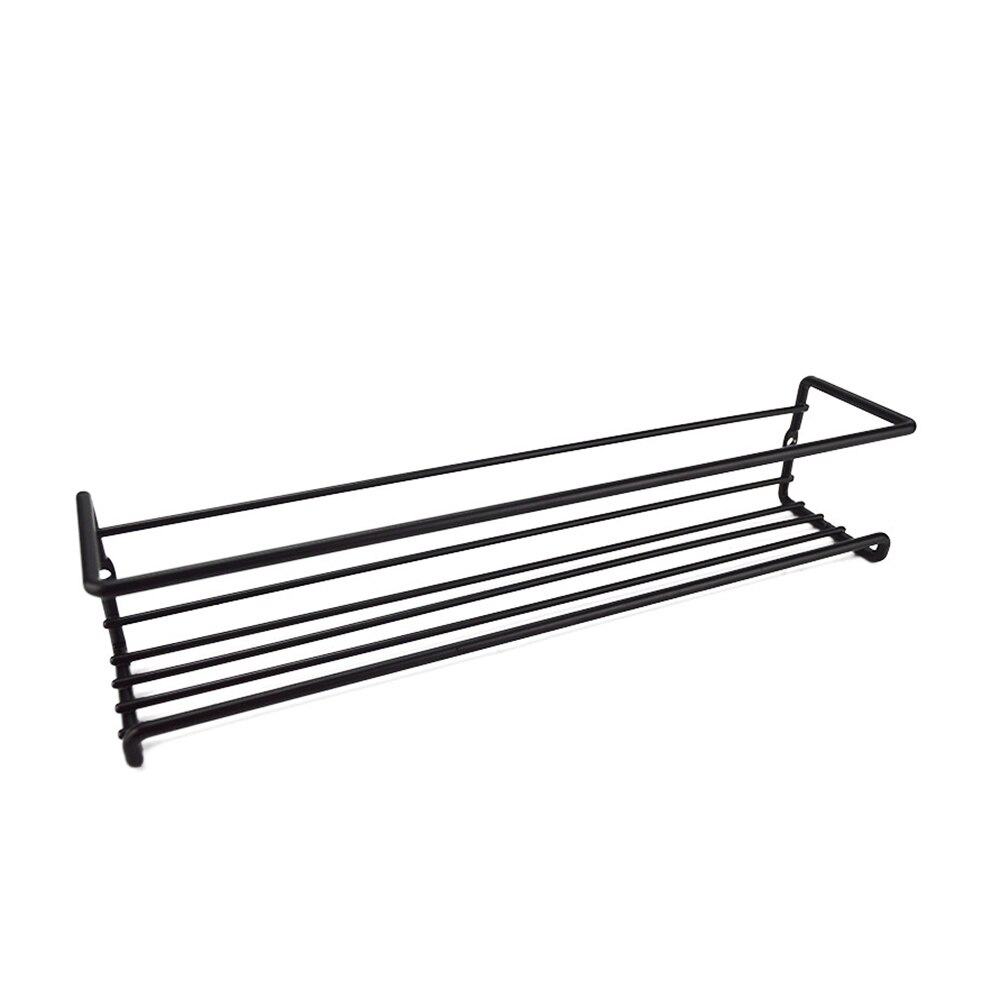 Estante de especias para el hogar, estante de Metal sin perforación para especias, organizador práctico para cocina, baño, gabinete, soporte para botella: Black