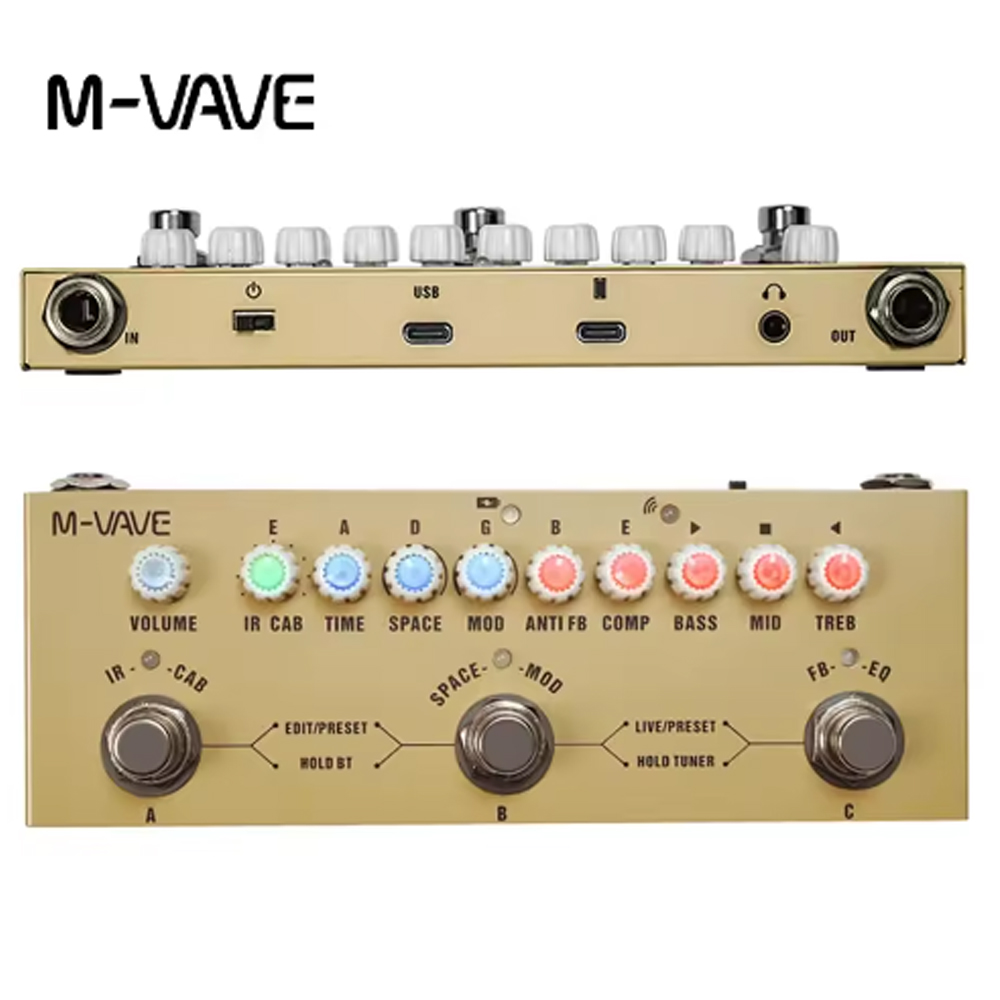 M-vave tank-g/tank-b/cubebaby bas/cubebaby ac/cube baby/tank mini genopladelig multieffektpedal til elektrisk akustisk guitar: Burgunder