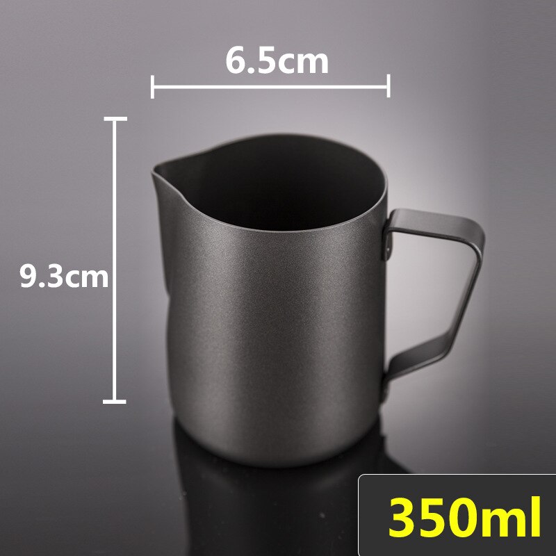 Rvs Opschuimen Werper Pull Bloem Cup Melk Opschuimen Jug Espresso Koffie Pitcher Barista Craft Koffie Latte Melk Mokken: Black 350ml