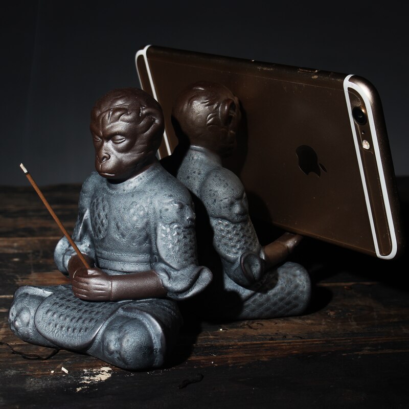 Monkey King Tea Pet Stick Incense Burner Kungfu Tea Set Ornament Qi Tian Da Sheng Pottery Holder Sun WuKong Home Decor