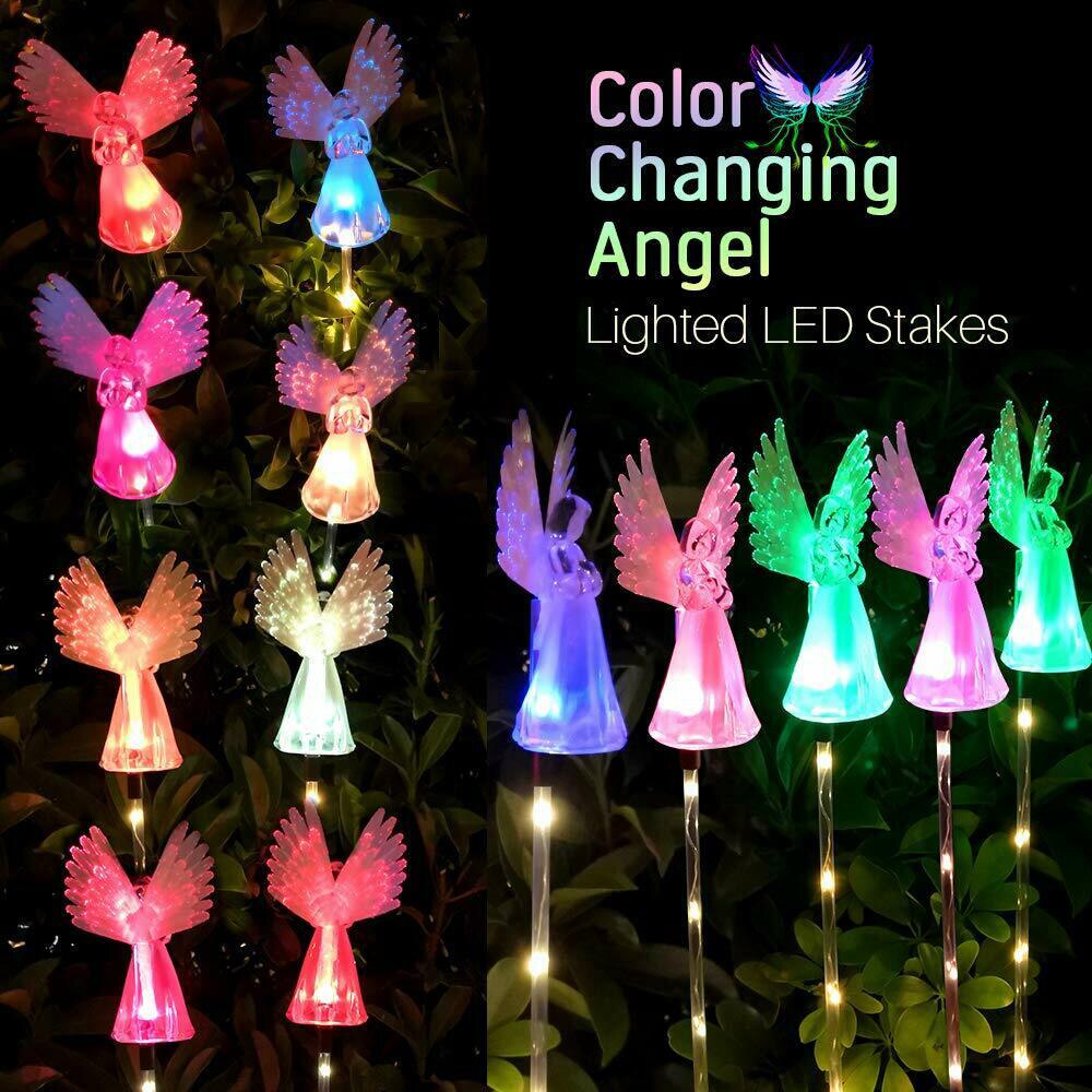 LED Solar Simulation Angel Lights Waterproof Outdoor Garden LED Lamp Patio Fence Ornament Light Garden Decoration Pathway Light