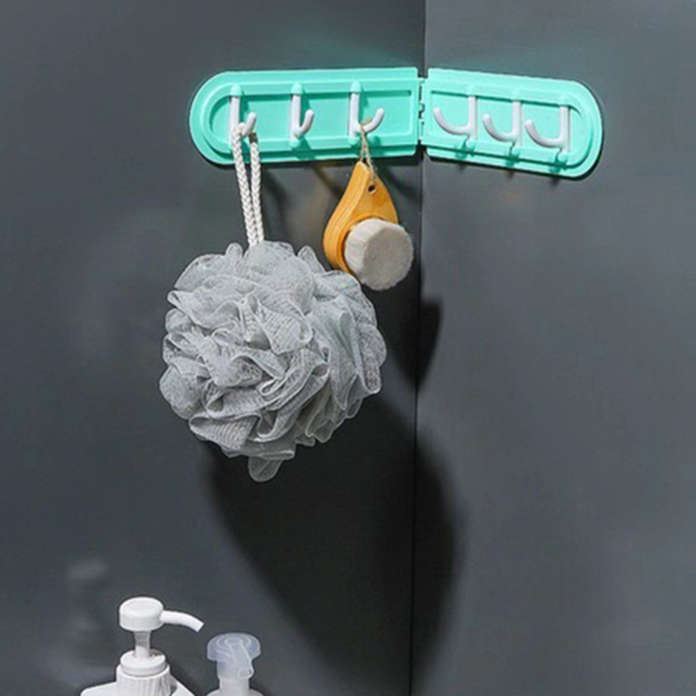 Crochet d'angle mural , cuisine pliable, non perforé, crochet d'armoire à six têtes, porte-serviettes, accessoires de salle de bains