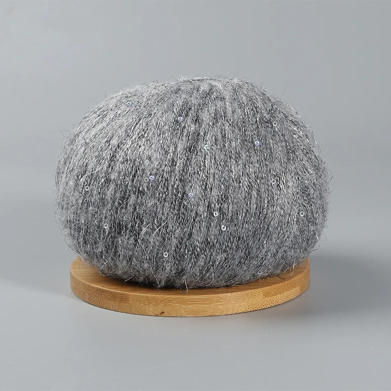 50 g Spitzen-Mohairgarn mit Pailletten, Häkel-Strickgarn mit Lurex, modische Baby-weiche Pullover-Schal-Nadelgarn mit Schlaufen: Gold