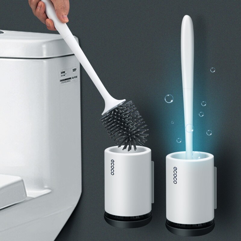 Juguetes de silicona cepillo de baño de desagüe rápido utensilios cepillo de limpieza baño soporte cepillo montado en la pared de baño gris negro