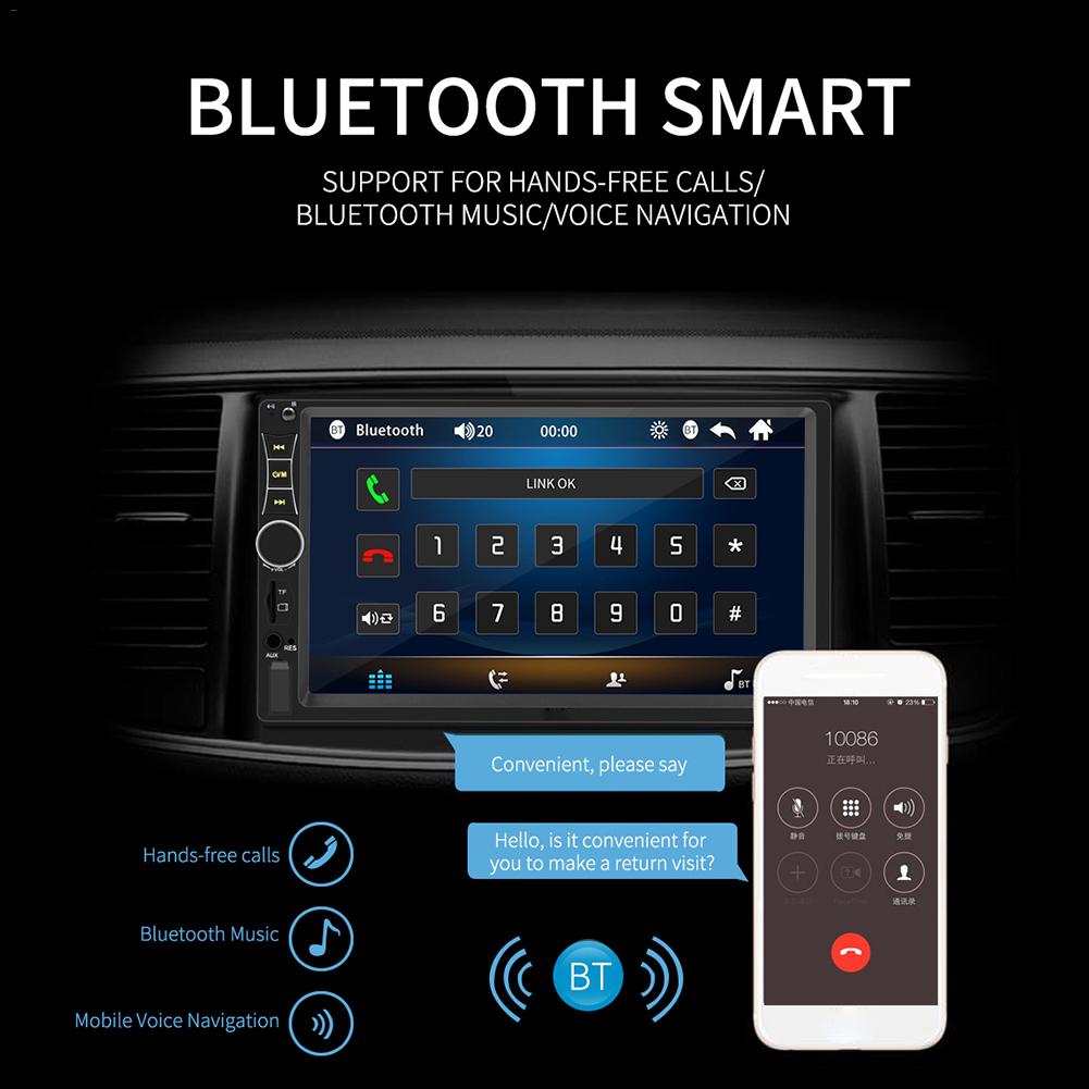 12V 7 pulgadas coche HD 2 DIN MP5 reproductor de Radio Bluetooth Estéreo pantalla táctil TF AUX en USB Bluetooth enlace espejo teléfono IOS Android
