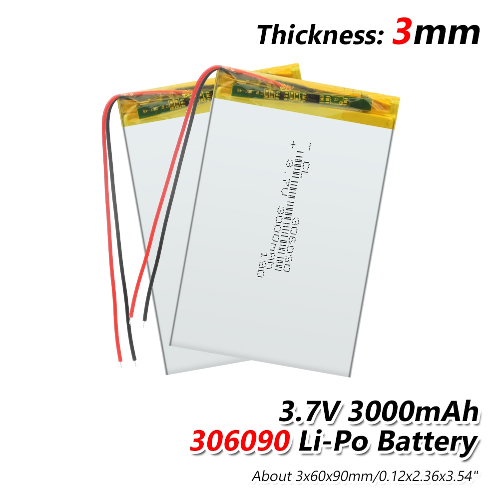 1/2/4 Oplaadbare 3.7V 3000Mah 306090 Lithium Polymer Li Ion Lipo Batterij Voor E-Book Power Bank Tablet camera Radio Notebook
