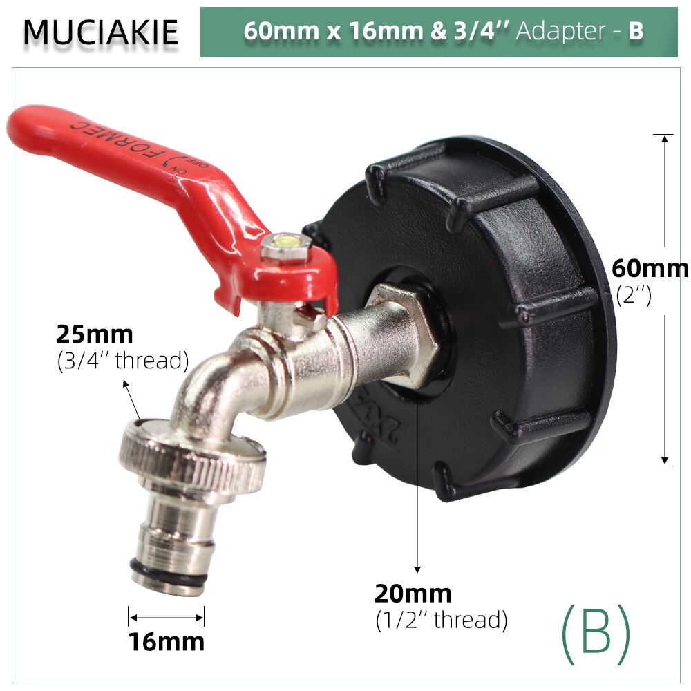 Tanque de agua IBC de 1/2 pulgadas: Bx1pc
