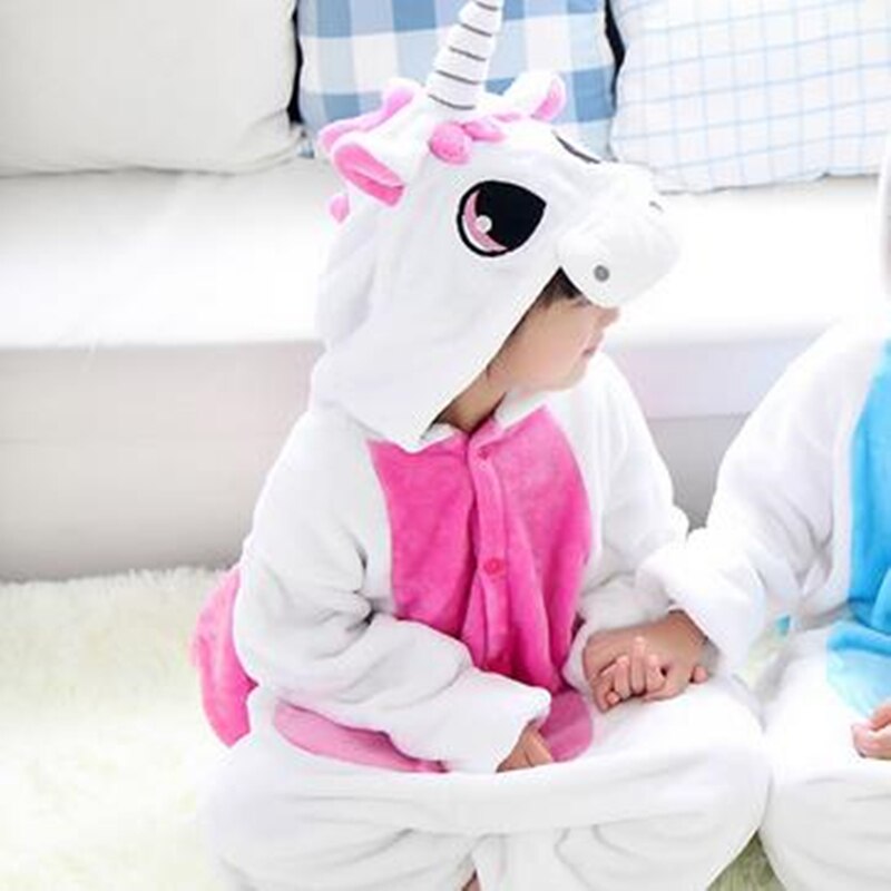 1 pc enhjørning dyr siamesisk pyjamas dragt børn hjemmeindretning koral fortykkelse toilet version dragt 100-140cm