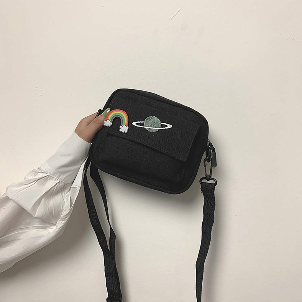 Sac femme extérieur fermeture éclair toile sac de messager Sport arc-en-ciel hip hop sac adolescent filles voyage téléphone sac à main torebka damska