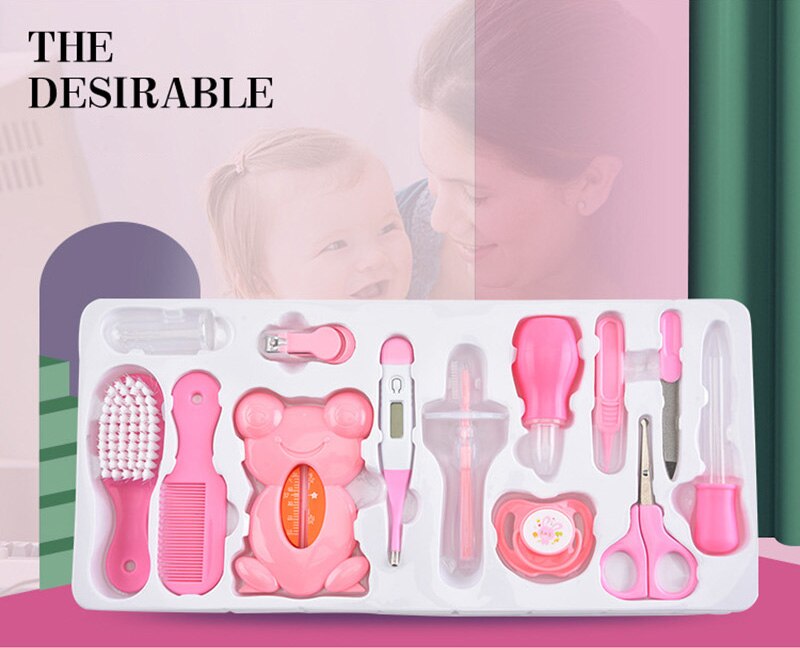 13 pçs/set conjunto de cuidados com o bebê recém-nascidos conjunto de unhas de enfermagem termômetro infantil cuidados de saúde conjunto de segurança clipper prego infantil escova de cabelo