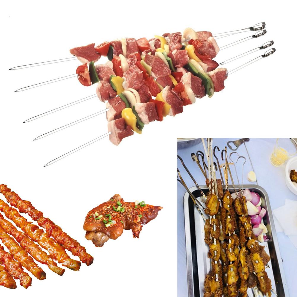 12PCS Kabob Skewers 15 Inch Long Stainless Steel Shish Kebob Sticks Flat Metal BBQ Barbecue Skewer Wide Reusable Grilling Ske