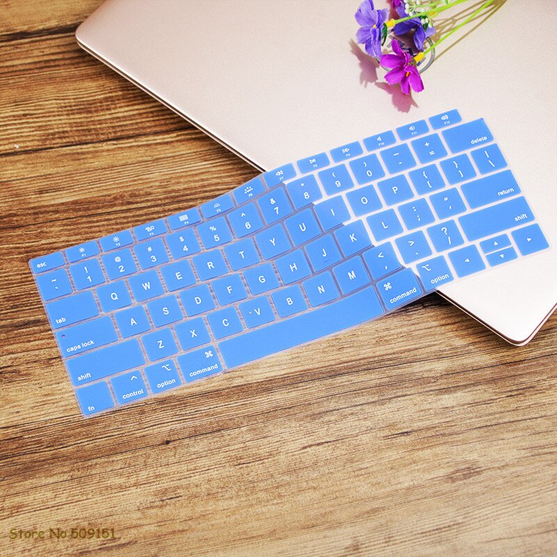 Angielski US Teclado klawiatura Protector pokrywa ochronna skóra dla nowego Apple MacBook Air 13 13.3 cala A1932 2019 2018 Touch ID: Blue
