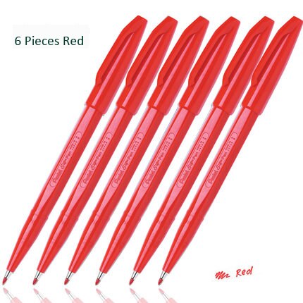 Pentel Teken Pen Stok Poreuze Fijne Punt Art Marker Pen Fiber-Getipt waterbasis Inkt Voor Tekening en schrijven: 6 pcs red