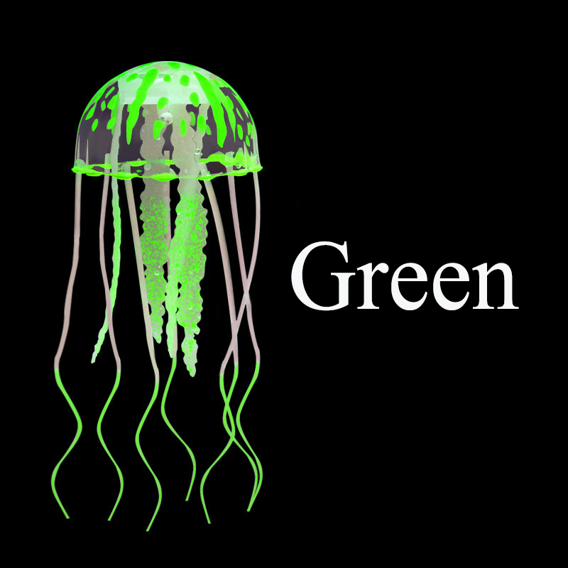 Colorido efecto brillante Artificial silicona vívida medusas pecera acuario decoración submarino ornamento decoración mascota acuática: Verde claro