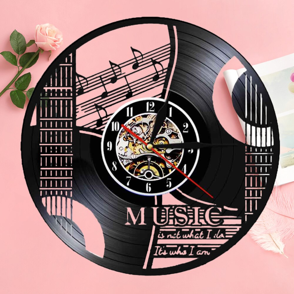Vinyl Record Wall Clock Musical Note Instrument Wall Clock Wall Hanging Clock (without Lamp Shipment without Battery)