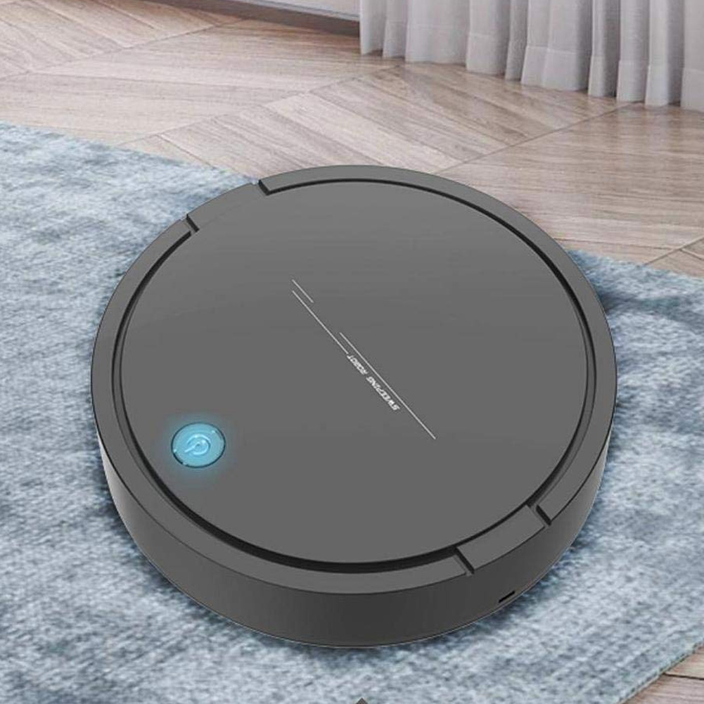 Smart Robot Vacuum Cleaner USB Rechargeable Automatic Sweeping Mopping Robotic Vacuums Machine DIN889: black