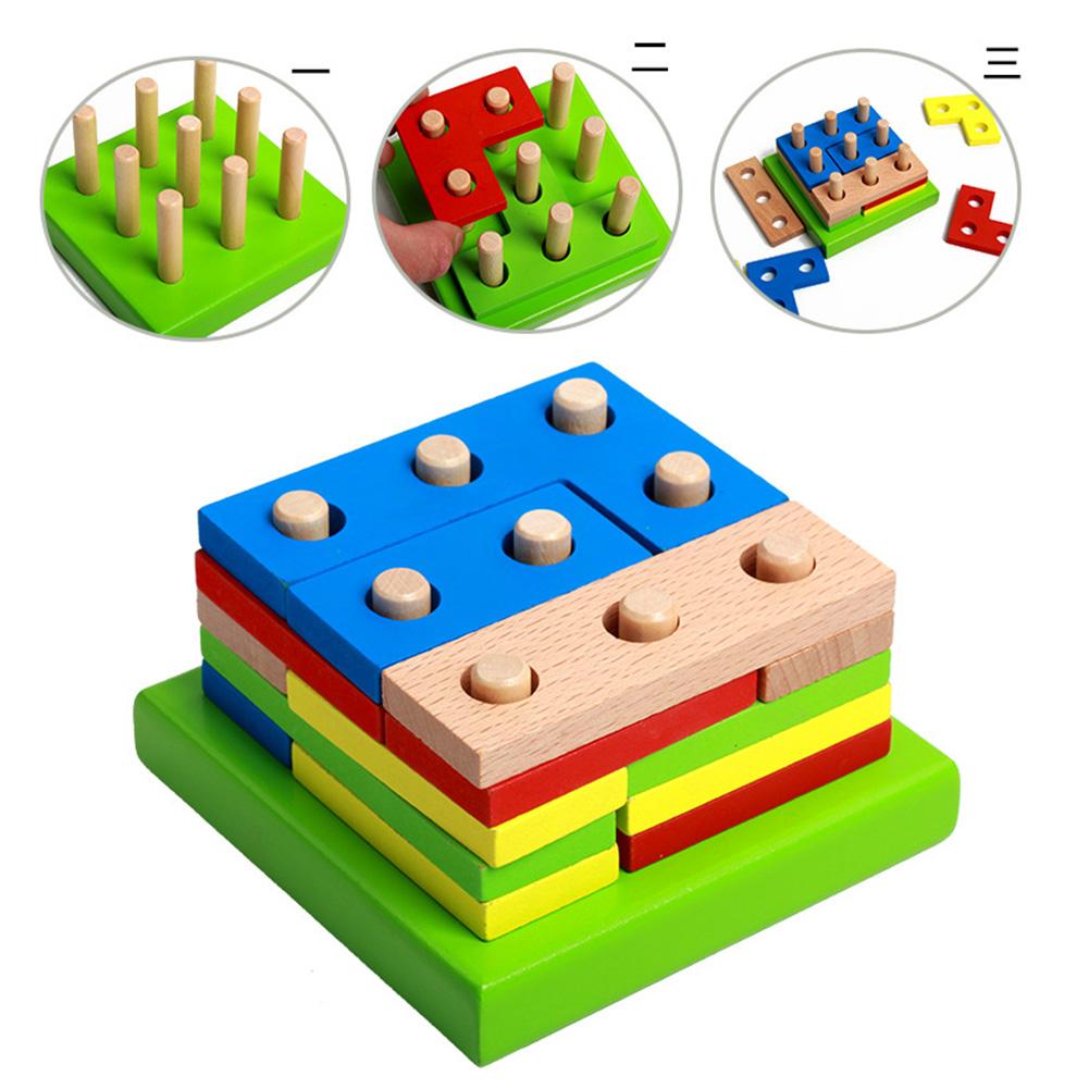 Fargerike tre sortering puslespill bord geometrisk form stabler utdanning barna leketøy