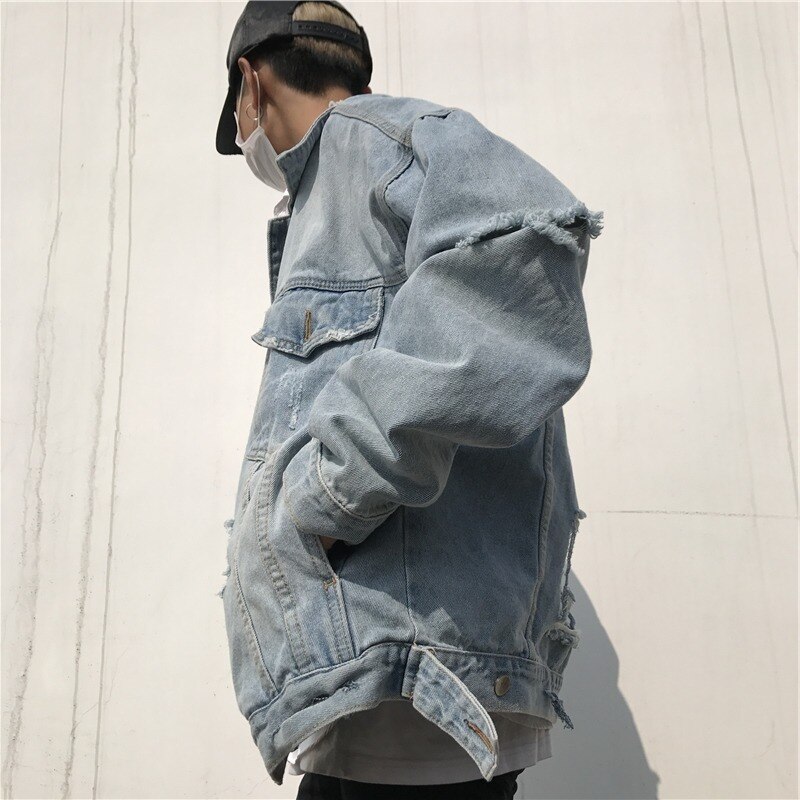 Lente En Herfst Ripped Gat Denim Jas Heren Koreaanse Trend Knappe Bf Wind Jas Student losse Jas