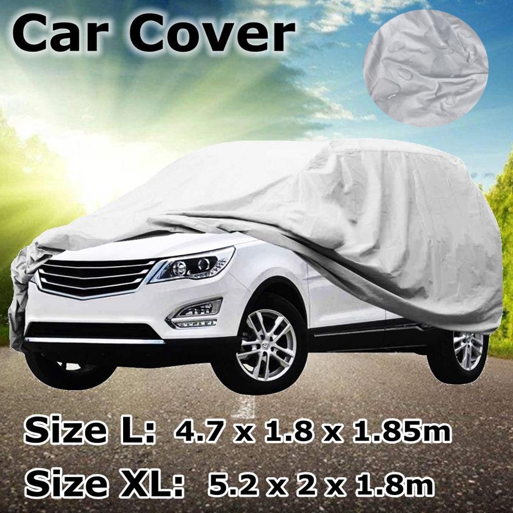 Universal cubiertas para coche entero hielo de nieve polvo sol sombra ultravioleta cubierta de plata clara tamaño L-XL Auto caso Protector de exterior cubierta DFDF