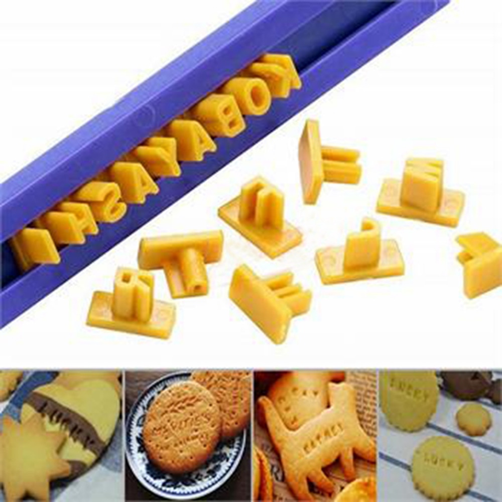 Diy Cake Alfabet Mallen Brief Impress Biscuit Cookie Mould Cutter Drukt Stempel Embosser Fondant Mold TSLM1