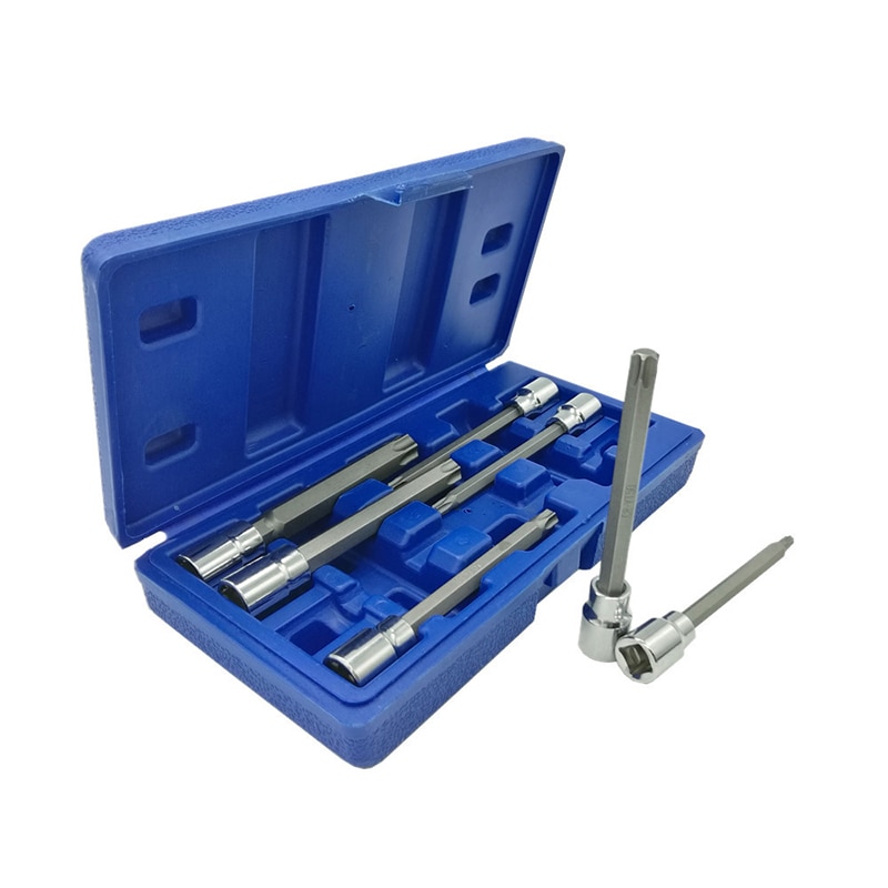 Enchufes Torx Extra largos de 7 Uds. De 3/8 ", Set de tuercas T25,30,40,45,50,55,60 para reparación de automóviles, Kit de herramientas de mano de reparación para el hogar
