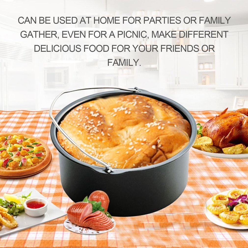 Home Air Frying Pan Accessories Five Piece Fryer Baking Basket Pizza Plate Grill Pot Mat Multi-functional Kitchen Accessory