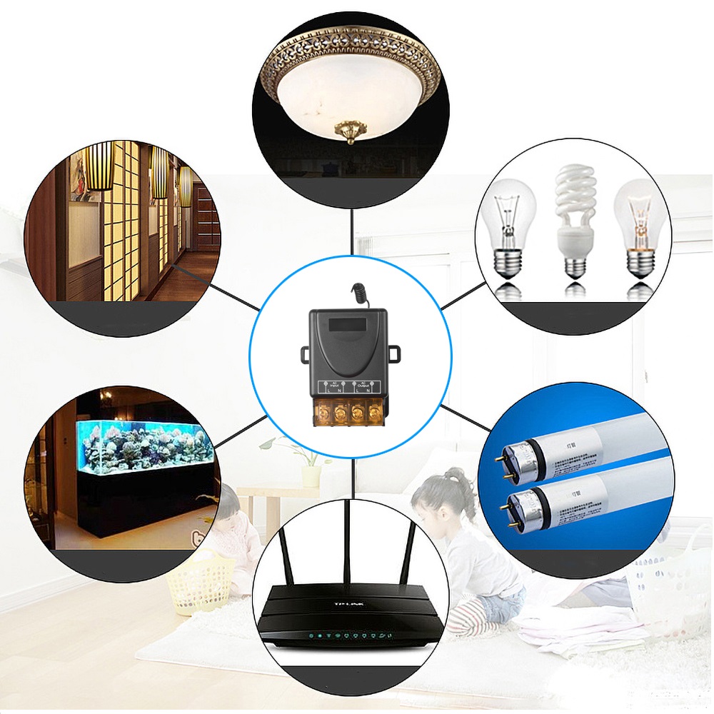 AC 110V 220V 30A relé sistema conmutador de control remoto inalámbrico RF 433Mhz transmisor encendido apagado para calentadores de agua lámpara LED de techo
