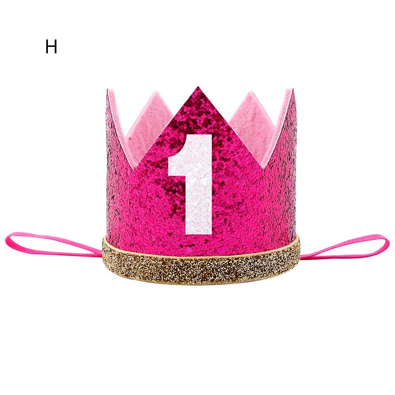 Corona de plata para cumpleaños, sombreros para , niños, niñas, niño, un año, corona de princesa, diadema, de bienvenida del bebé, suministro de decoración para fiestas: H