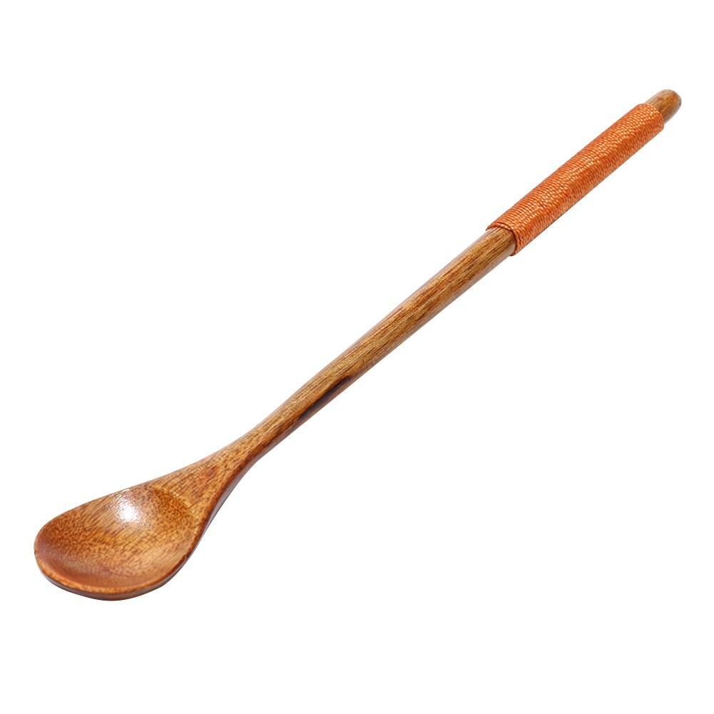 Lange Lepels Houten Koreaanse Stijl Natuurlijke Hout Lange Steel Ronde Lepels Voor Soep Koken Mengen Stirr Kichen Tool: Wooden spoonC