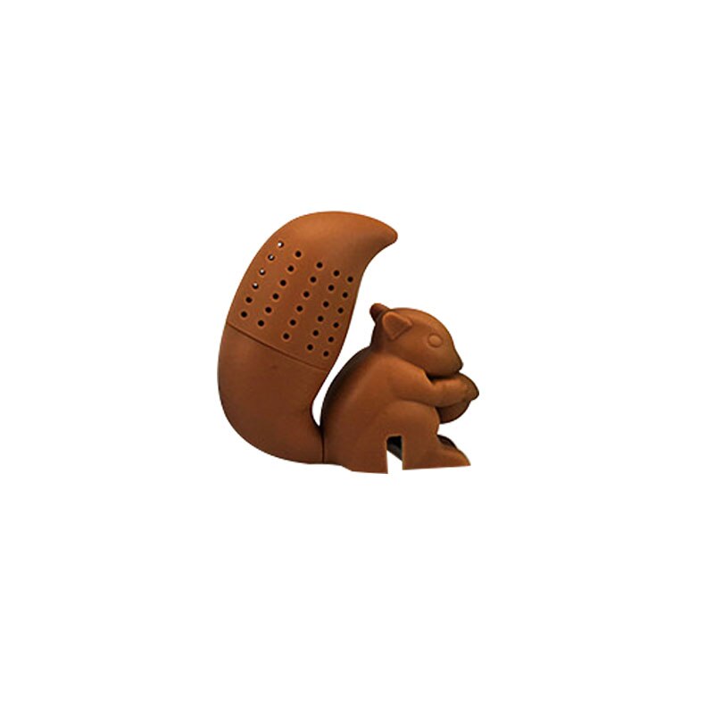 Cute Squirrel Shape Silicone Tea Bag Holder Tea Strainer Balls Hanging Tool Colorful Recognizer Bar Accessories: Brown