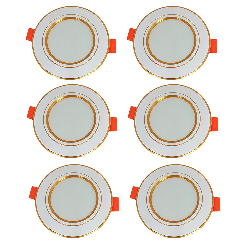 6Pcs Led Light Plafond Inbouw Panel Downlight Spot Lamp-Gouden Lijn